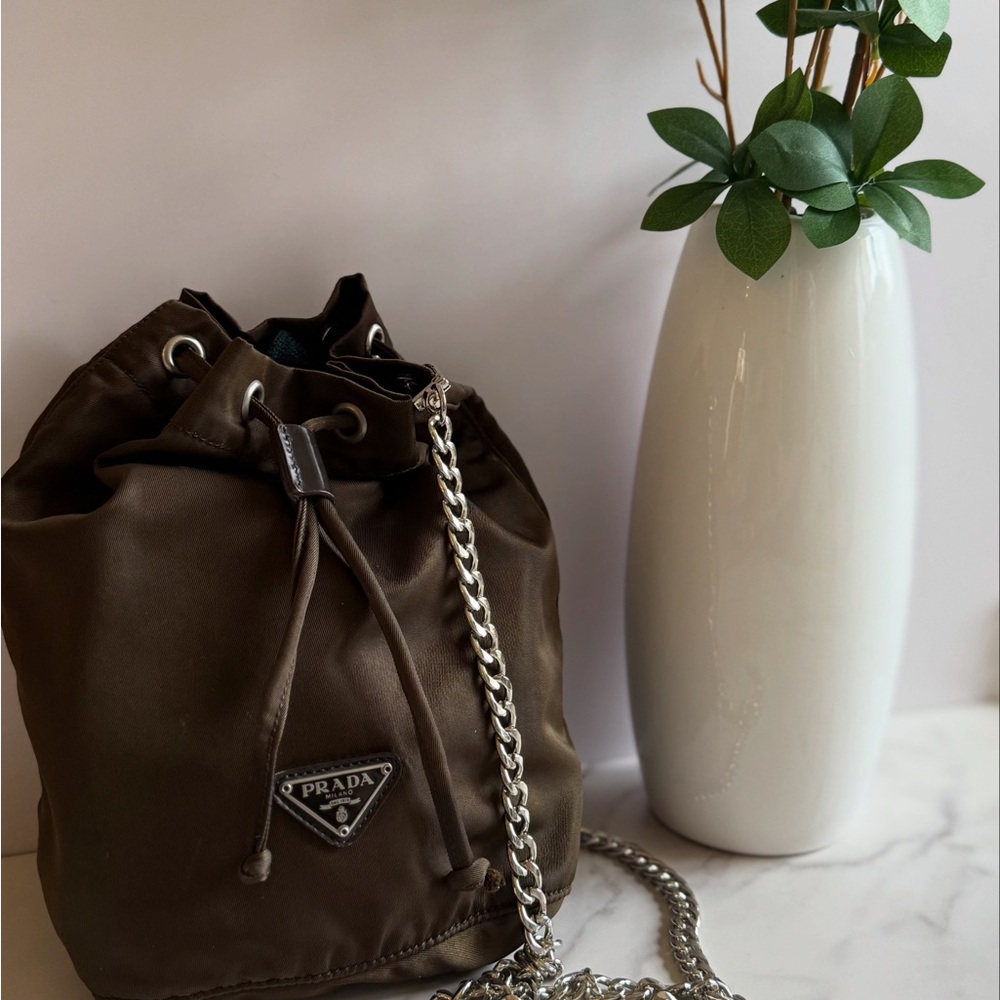 Prada Dark Green Drawstring Backpack